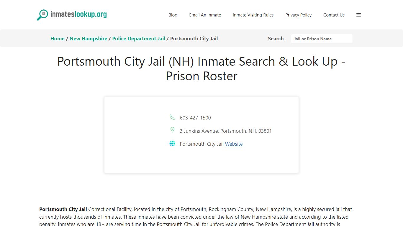 Portsmouth City Jail (NH) Inmate Search & Look Up - Prison Roster